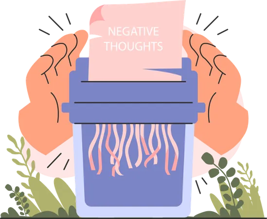 Destroyed negative thoughts  Illustration