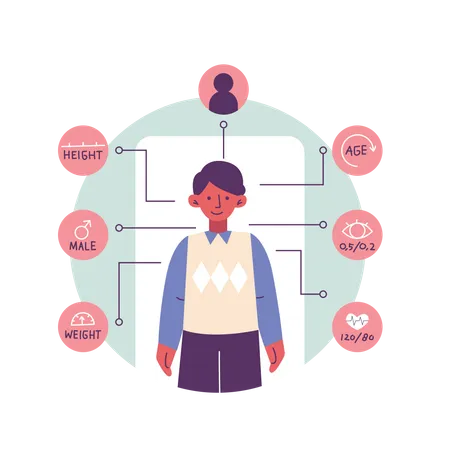 Detalhes básicos do paciente para perfil de saúde  Ilustração