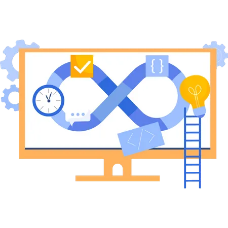 Os detalhes do produto estão no monitor  Ilustração