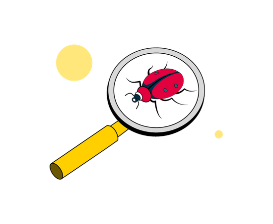 Detección de errores con lupa  Ilustración