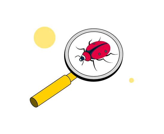Detección de errores con lupa  Ilustración