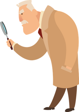 Detecting searching something using magnifying glass  Illustration