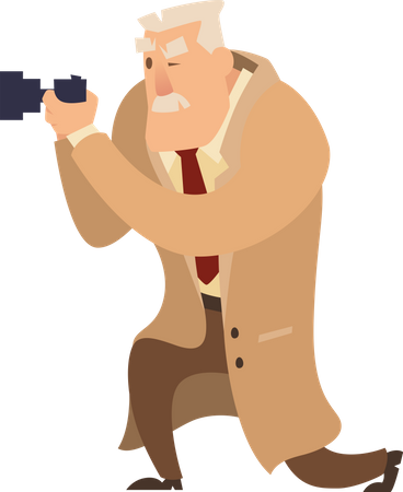 Detective clicking photo  Illustration
