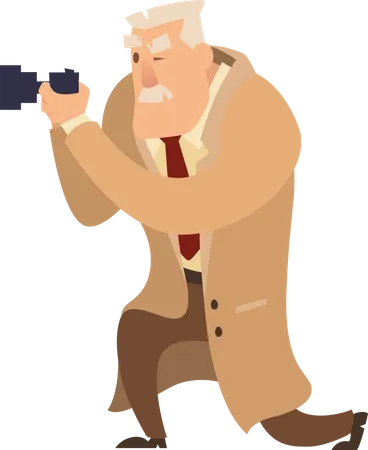 Detective clicking photo  Illustration