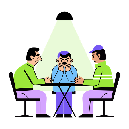 Detective doing interrogation  Illustration