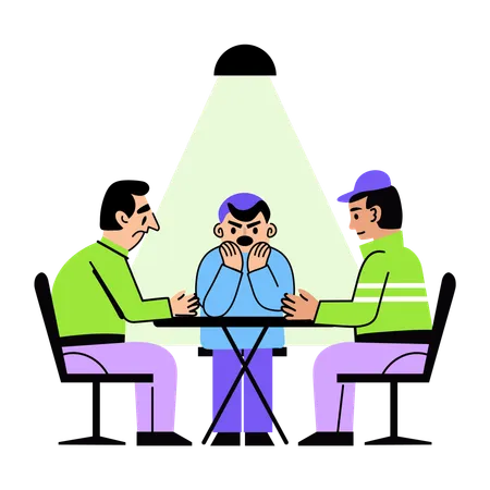 Detective doing interrogation  Illustration