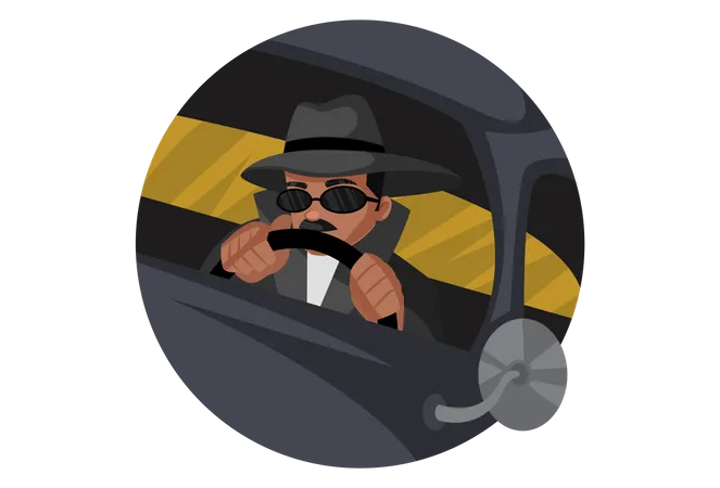 Detective driving car  Illustration