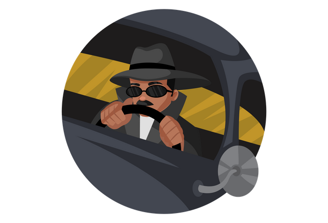 Detective driving car  Illustration