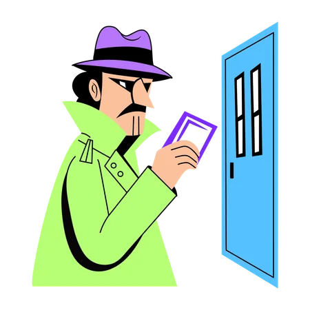 Detective holding access card  Illustration