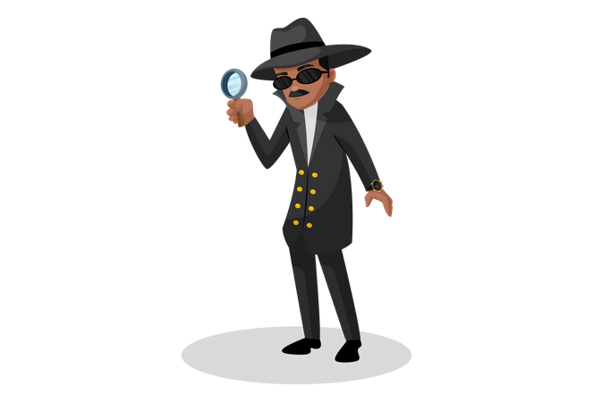 Detective holding Magnifying glass Illustration