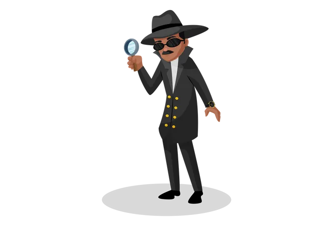 Detective holding Magnifying glass  Illustration