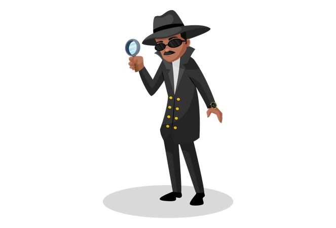 Detective holding Magnifying glass  Illustration