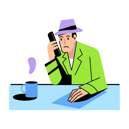 Detective Listening recording  Illustration
