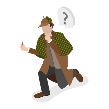 Detective man trying to solve the mystery  Illustration