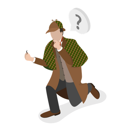 Detective man trying to solve the mystery  Illustration