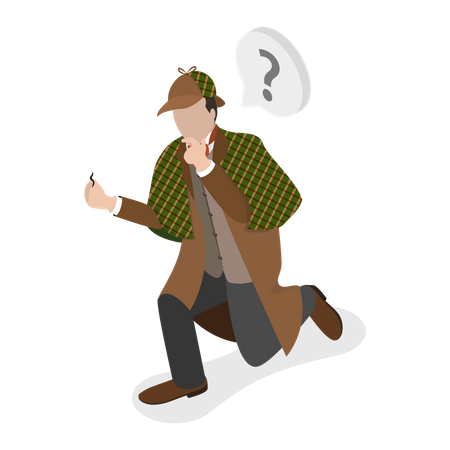 Detective man trying to solve the mystery  Illustration