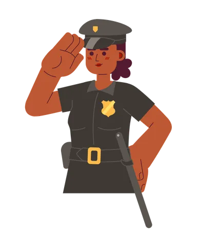 Detective police officer african american woman  イラスト
