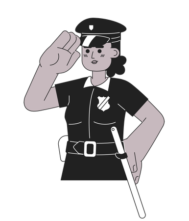 Detective police officer african american woman  Illustration