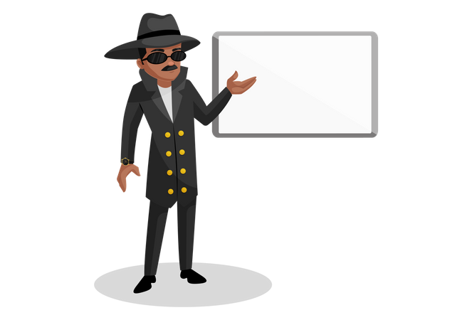 Detective showing white board Illustration