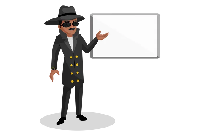 Detective showing white board  Illustration