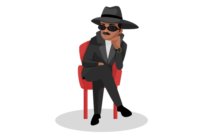 Detective sitting on chair Illustration