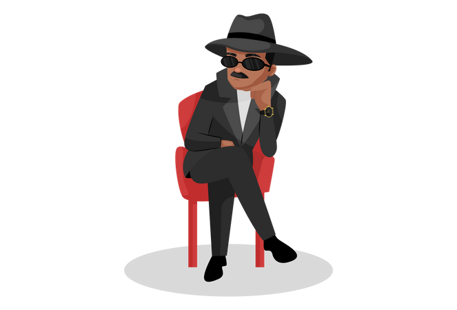 Detective sitting on chair  Illustration