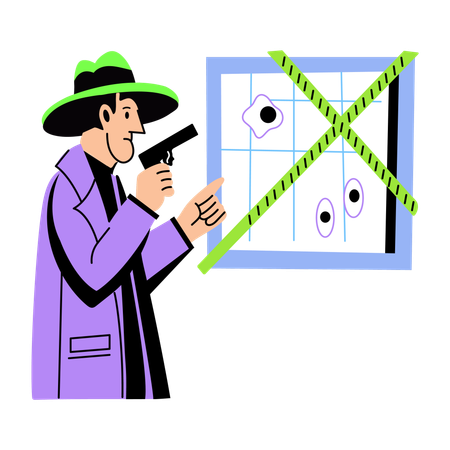 Detective solving murder mystery  Illustration