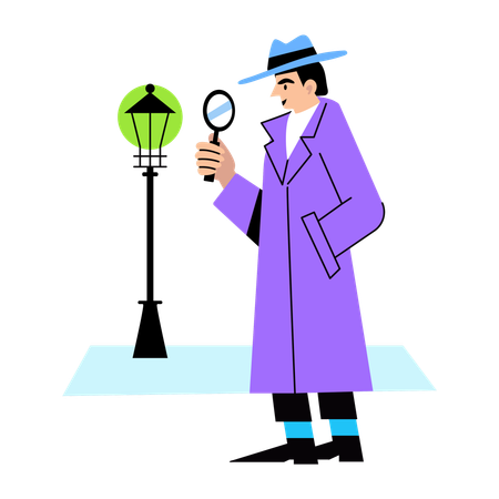 Detective solving mystery  Illustration