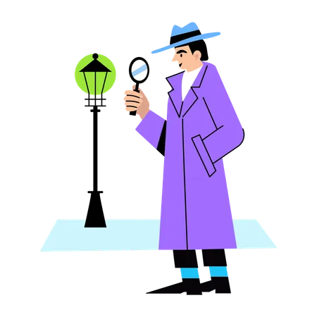 Detective solving mystery  Illustration