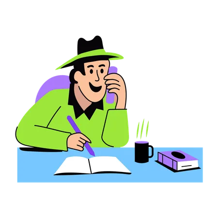 Detective Talking on phone call  Illustration