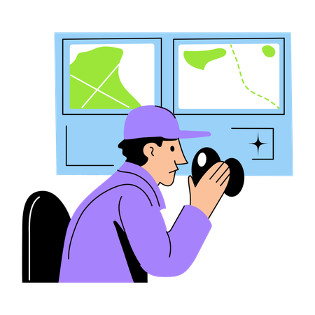 Detective tracking gps  Illustration