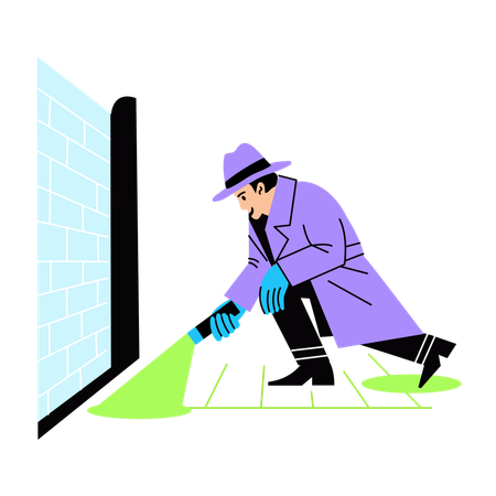 Detective using torch for seraching  Illustration