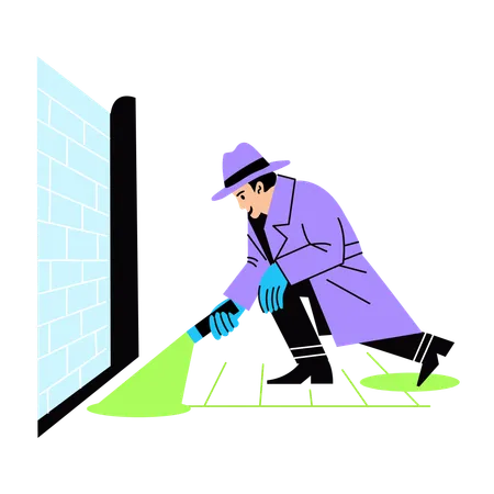 Detective using torch for seraching  Illustration