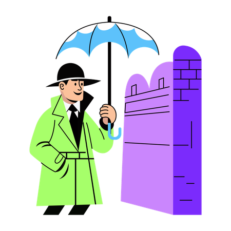 Detective wearing trenchcoat  Illustration