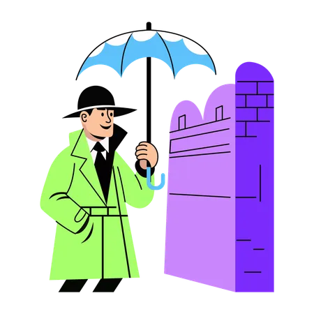 Detective wearing trenchcoat  Illustration