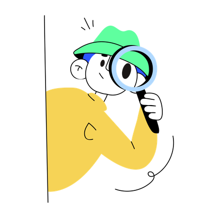 Detective with magnifying glass  Illustration