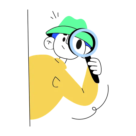 Detective with magnifying glass  Illustration