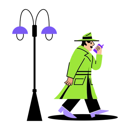 Detective working on mission  Illustration