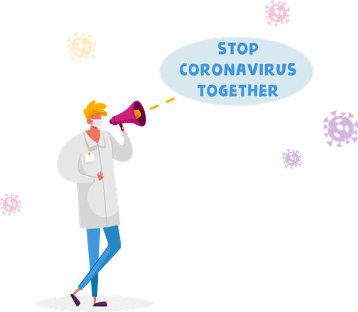 Detener el coronavirus juntos motivación  Ilustración