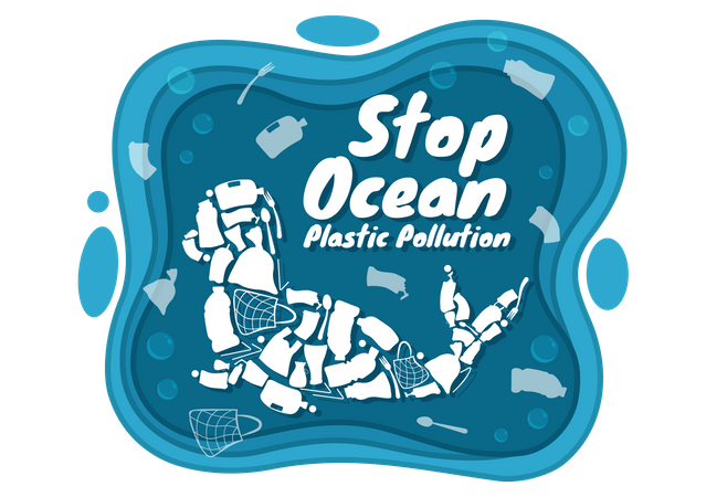 Detener la contaminación plástica del océano  Ilustración