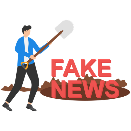 Detener la difusión de noticias falsas y desinformación en Internet y los medios  Ilustración