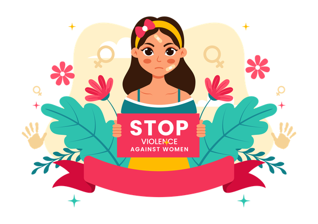 Detener la violencia contra las mujeres  Ilustración