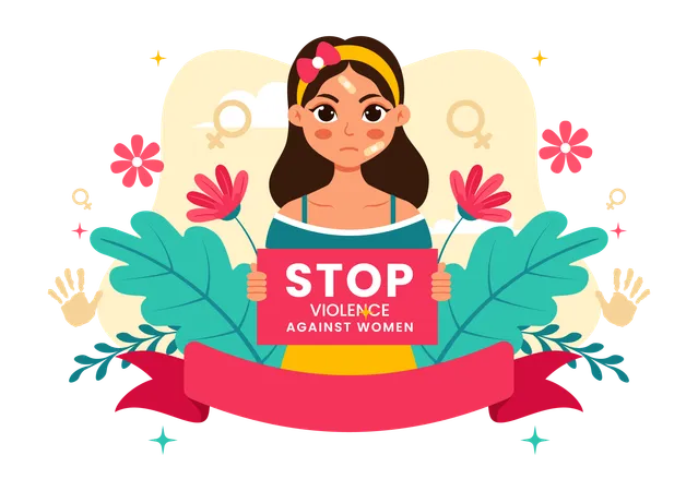 Detener la violencia contra las mujeres  Ilustración