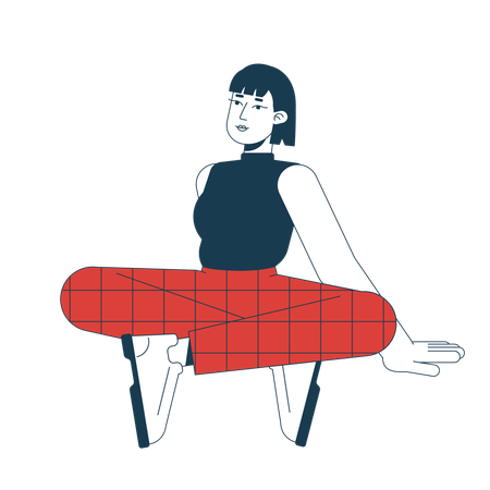 Jeune femme relaxante et relaxante portant un pantalon à carreaux  Illustration