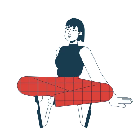 Jeune femme relaxante et relaxante portant un pantalon à carreaux  Illustration