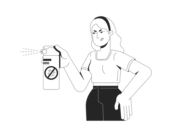 Determined blonde woman spraying insecticide  Illustration