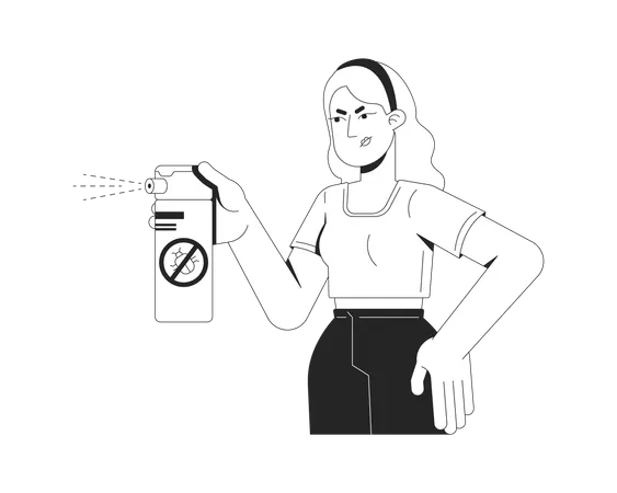 Determined blonde woman spraying insecticide  Illustration