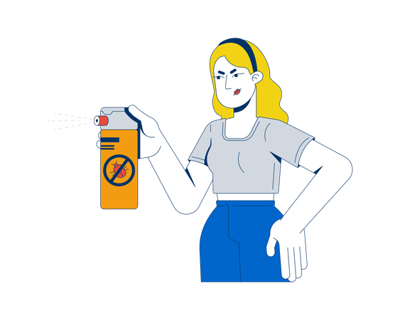 Determined blonde woman spraying insecticide  Illustration