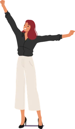 Confident And Determined Businesswoman Character Raises Her Fists In Triumph Symbolizing Resilience Success And Unwavering Determination In The Corporate World Cartoon People Vector Illustration Illustration