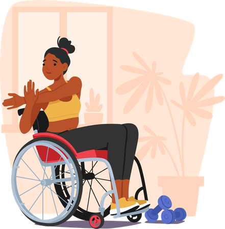 Determined Woman In Wheelchair Engages In Empowering Exercises With Dumbbells  Illustration